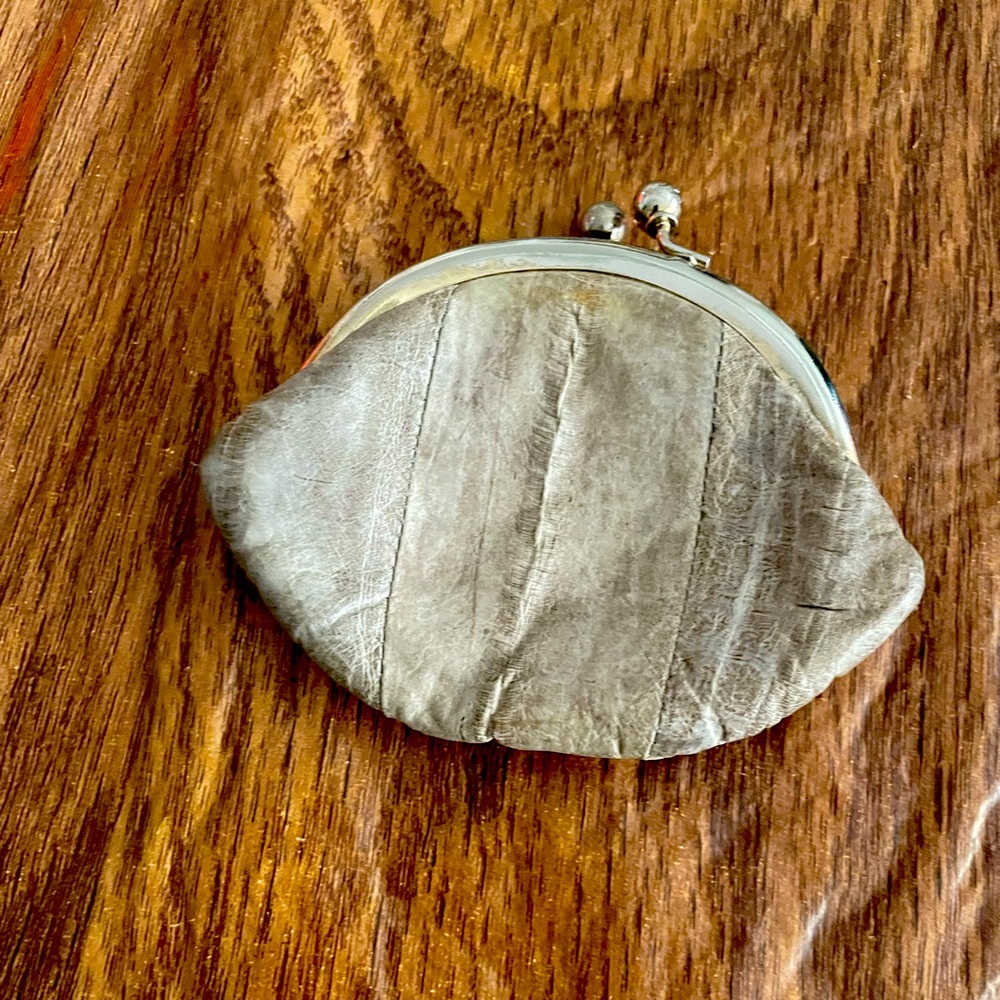 Vintage Grey Leather Coin Purse